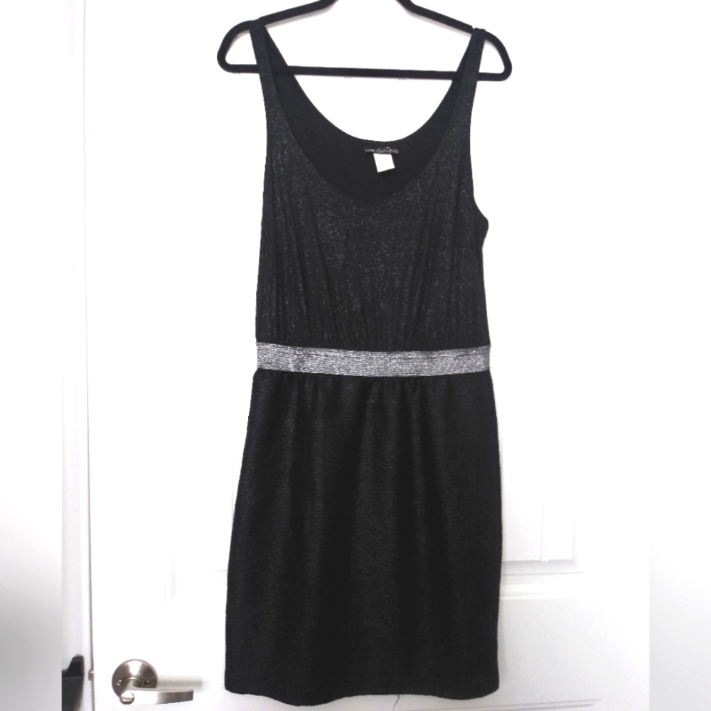 Black and Silver Sleeveless Dress with Sparkle. Perfect for Special Occasions